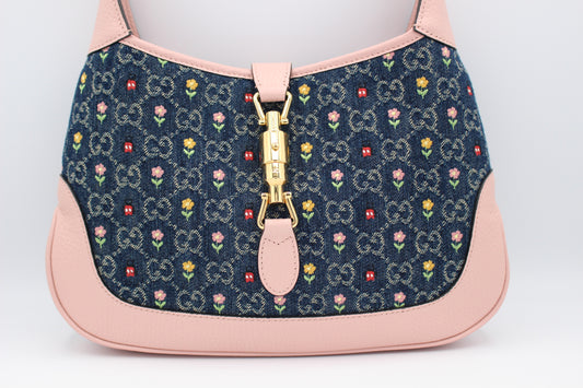Gucci Jackie 1961 Denim 2 Way Shoulder Bag Pink
