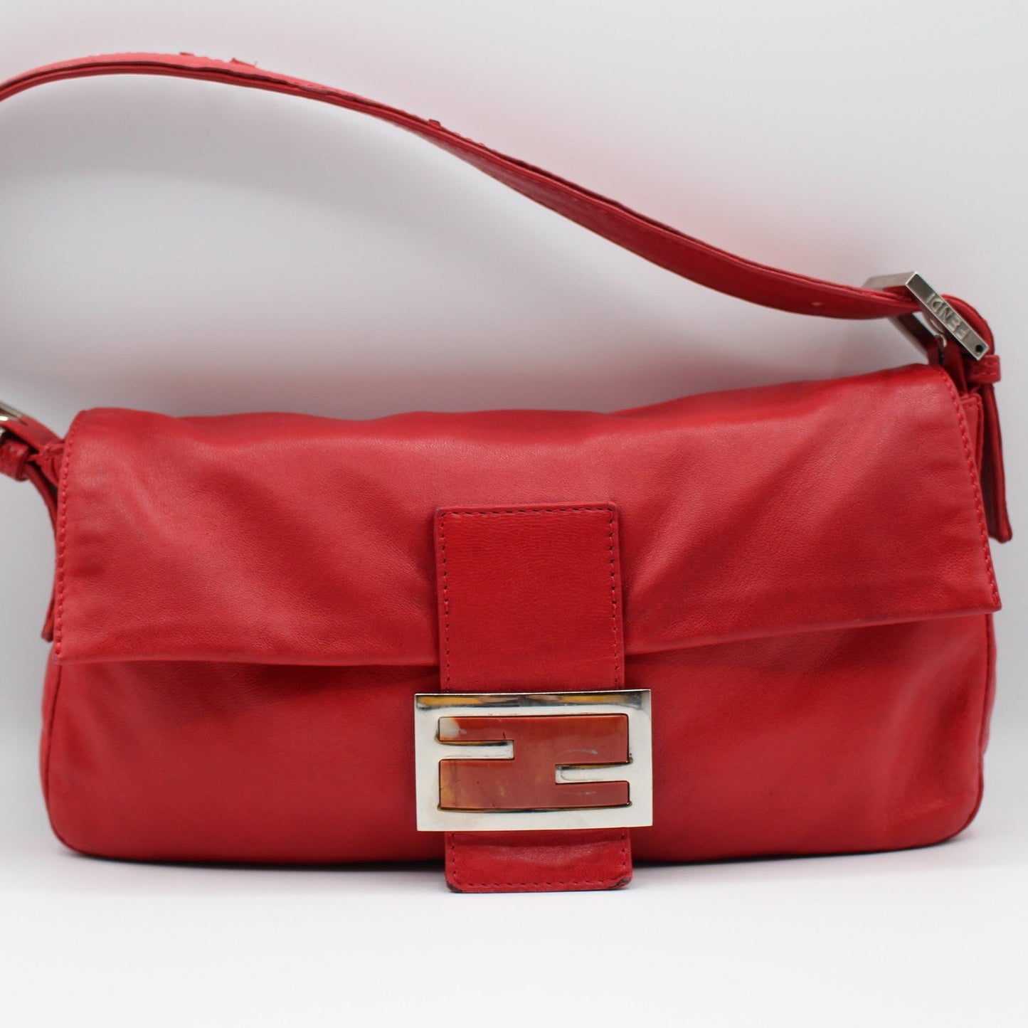 Fendi Calfskin Baguette - Red