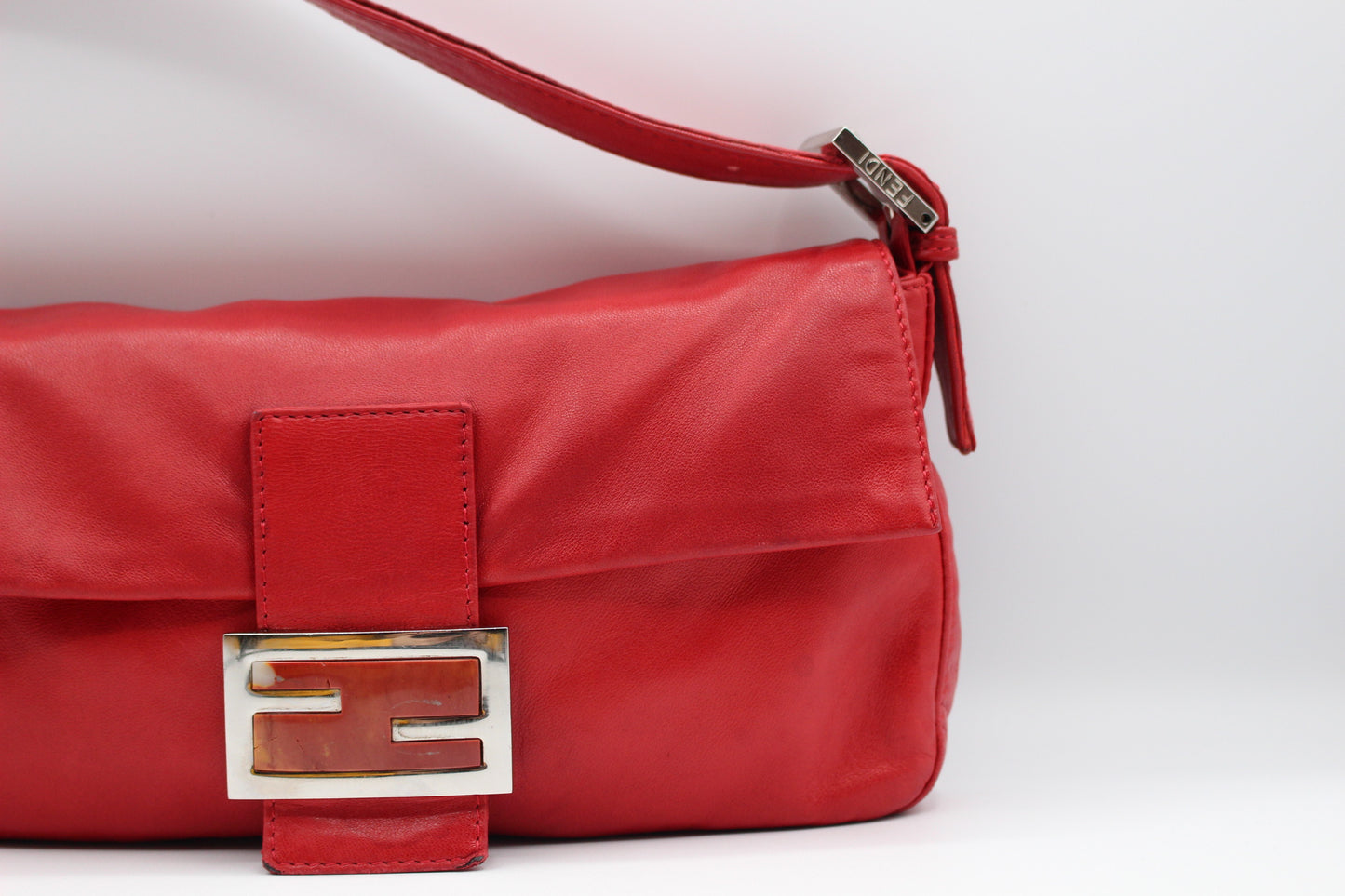 Fendi Calfskin Baguette - Red