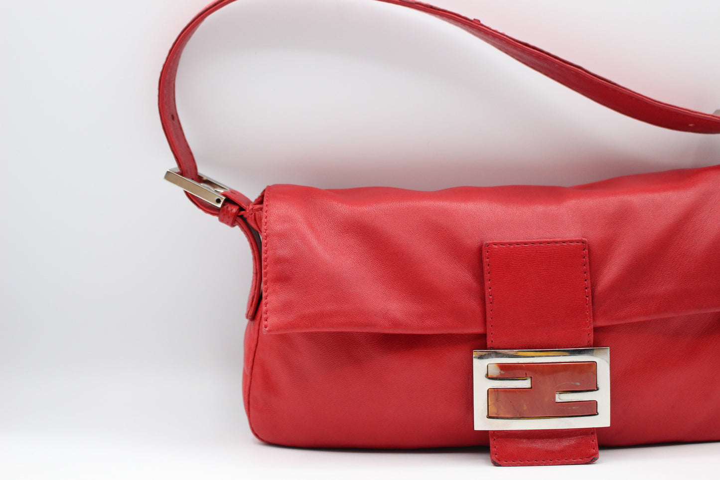 Fendi Calfskin Baguette - Red