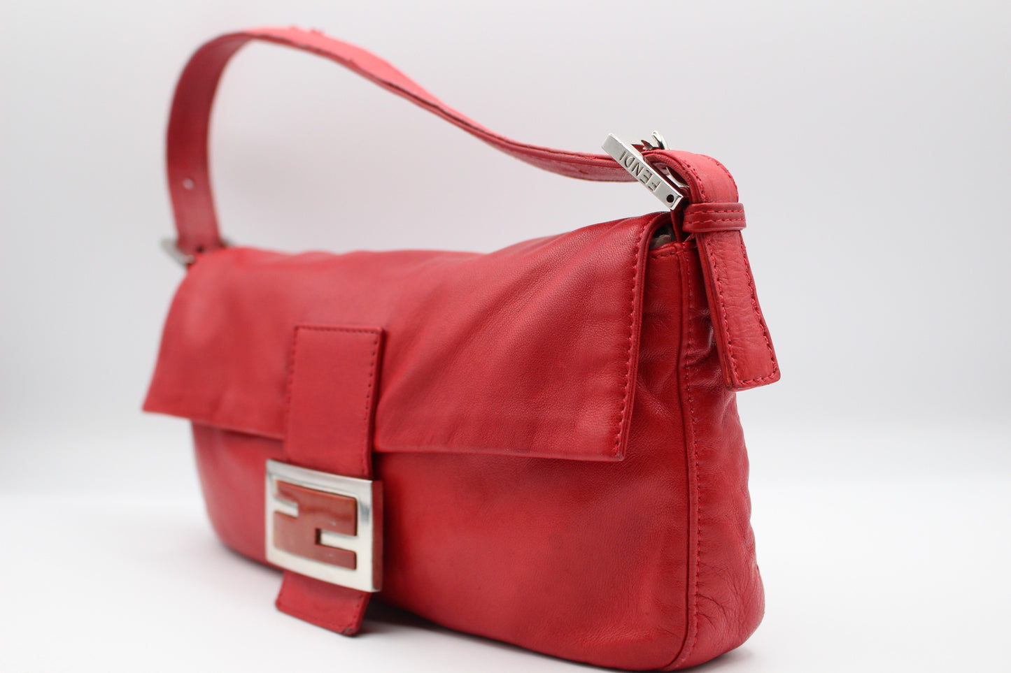 Fendi Calfskin Baguette - Red