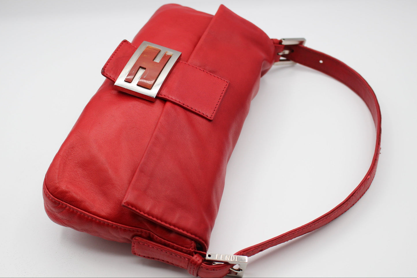 Fendi Calfskin Baguette - Red