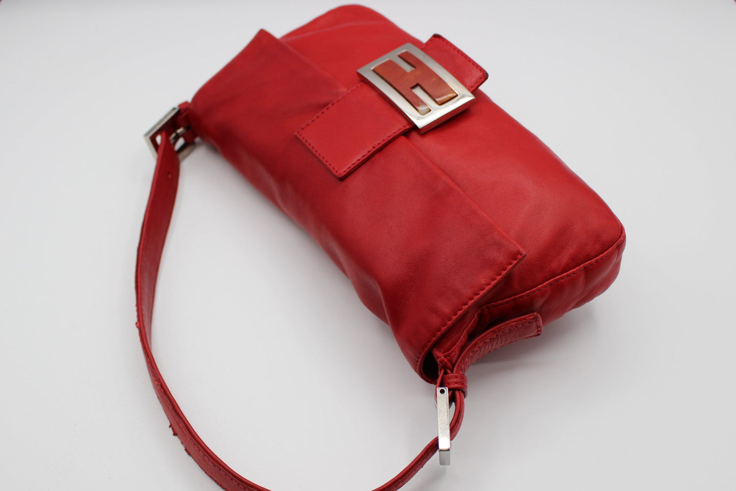 Fendi Calfskin Baguette - Red