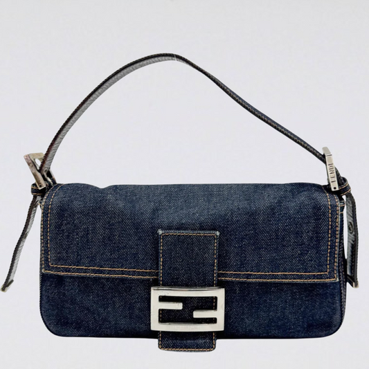 Fendi Baguette Denim Shoulder Bag