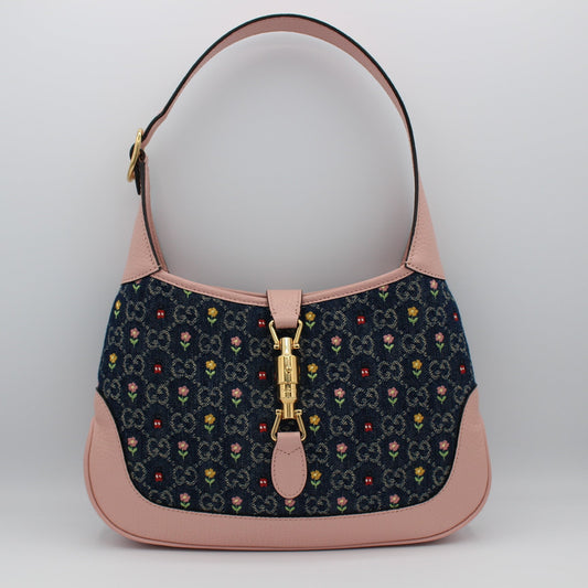 Gucci Jackie 1961 Denim 2 Way Shoulder Bag Pink