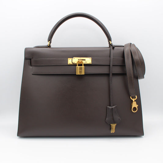HERMÈS Kelly Sellier 32 1991 Box Calf Leather